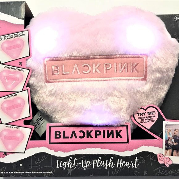 Black Pink Light up Plush Heart-Light Pink Pillow